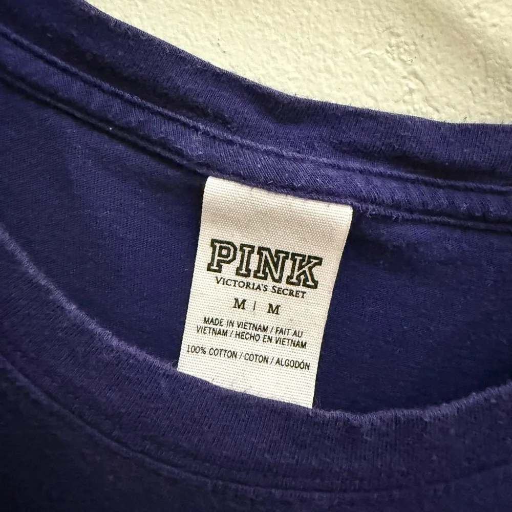 PINK Victorias Secret medium jersey shirt m Long Sleeve purple blue sequins - Picture 3 of 9